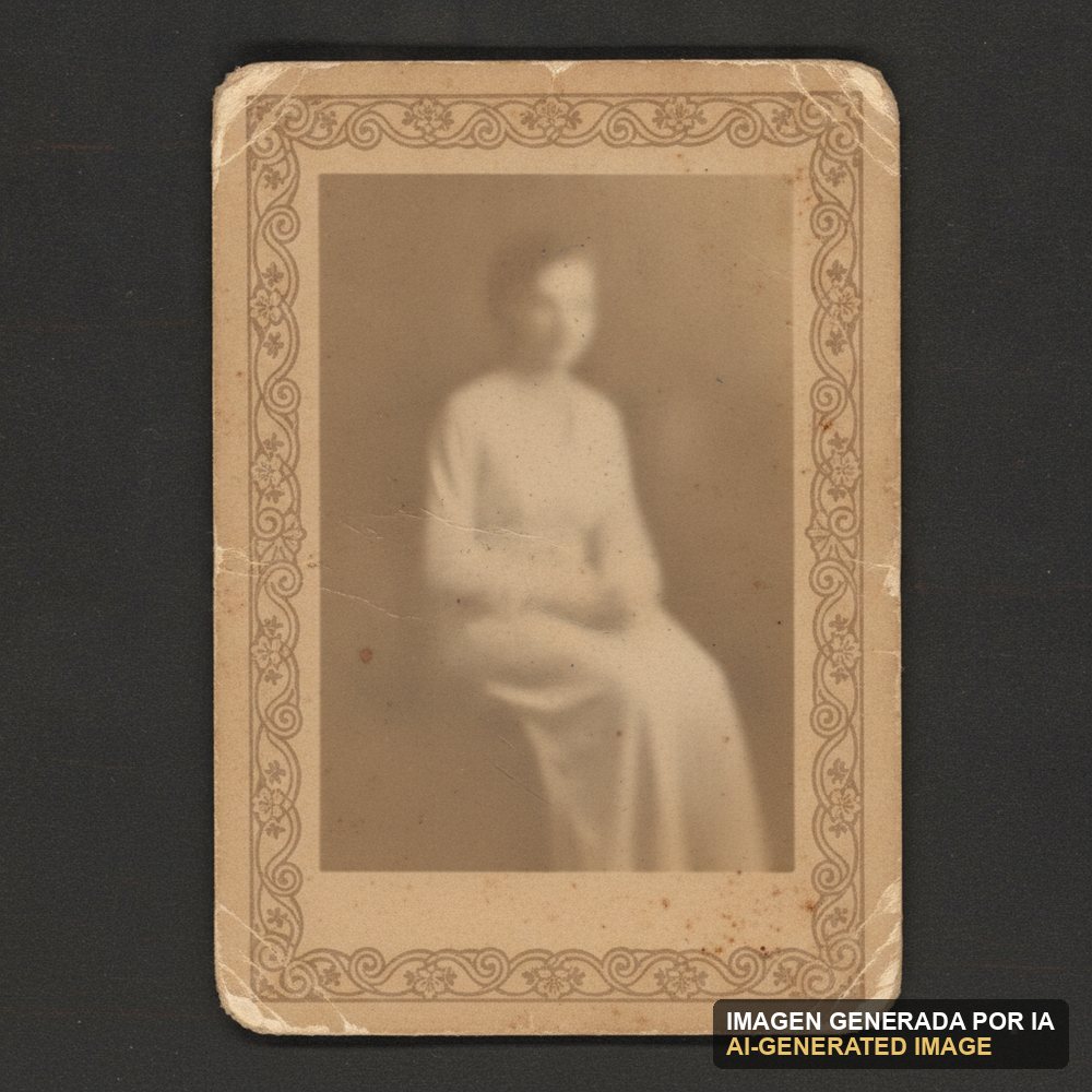 Documento de muestra generado por IA: tarjeta fotográfica sepia