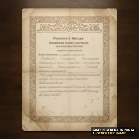Documento de muestra generado por IA: certificado envejecido