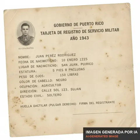 Documento de muestra generado por IA: tarjeta de servicio militar