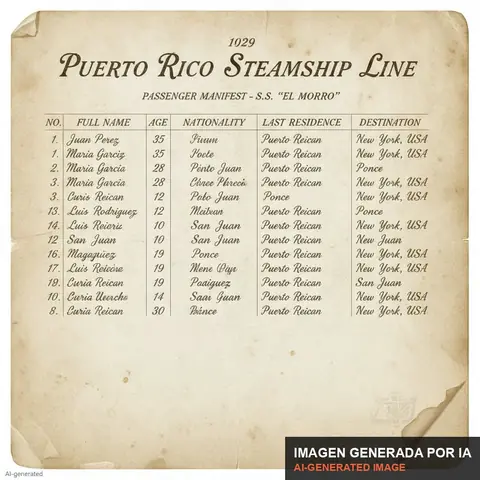 Documento de muestra generado por IA: lista de pasajeros